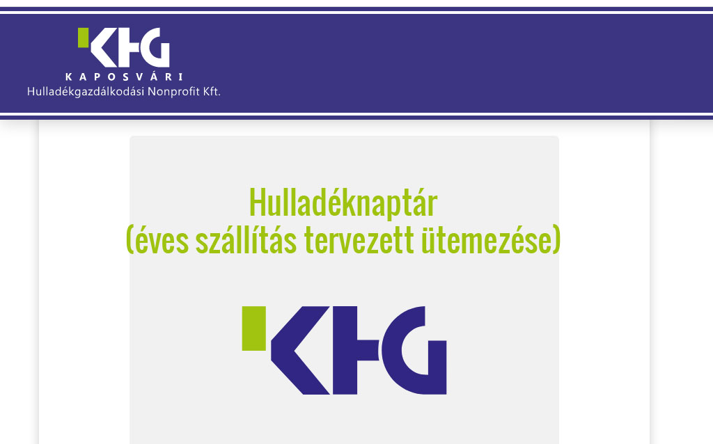 Hulladékszállítási naptár 2023.01.01 - 2023.12.31